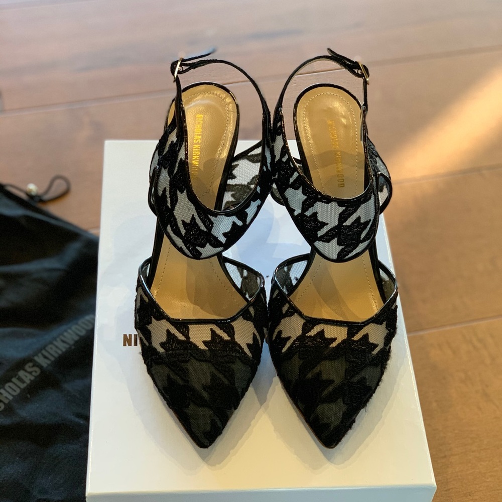 Nicholas Kirkwood Leda Houndstooth cutout pumps